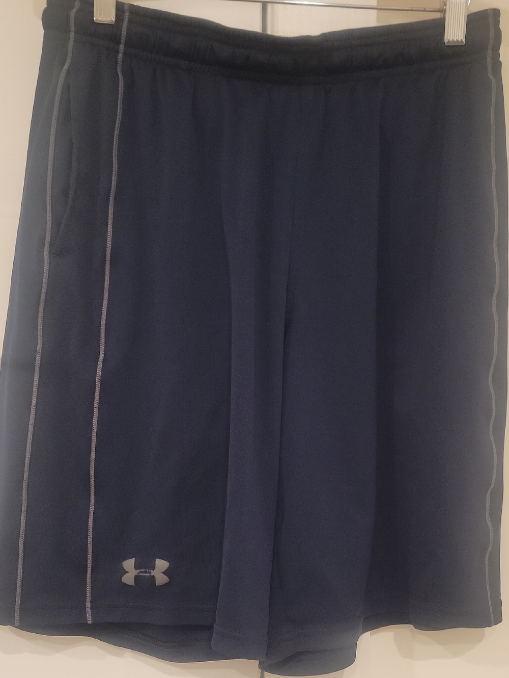 Under Armour Navy Blue Athletic Shorts with Grey Contrast Stitching